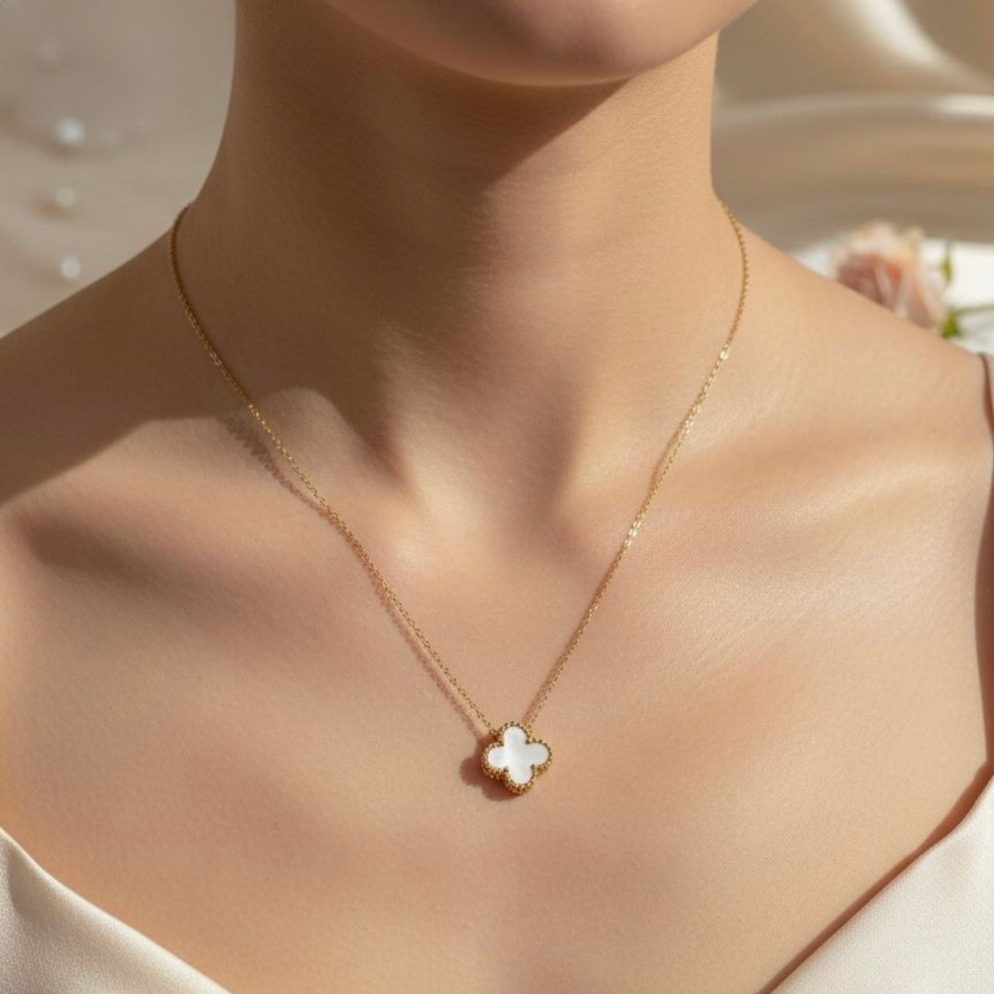 White Fortune Leaf Necklace