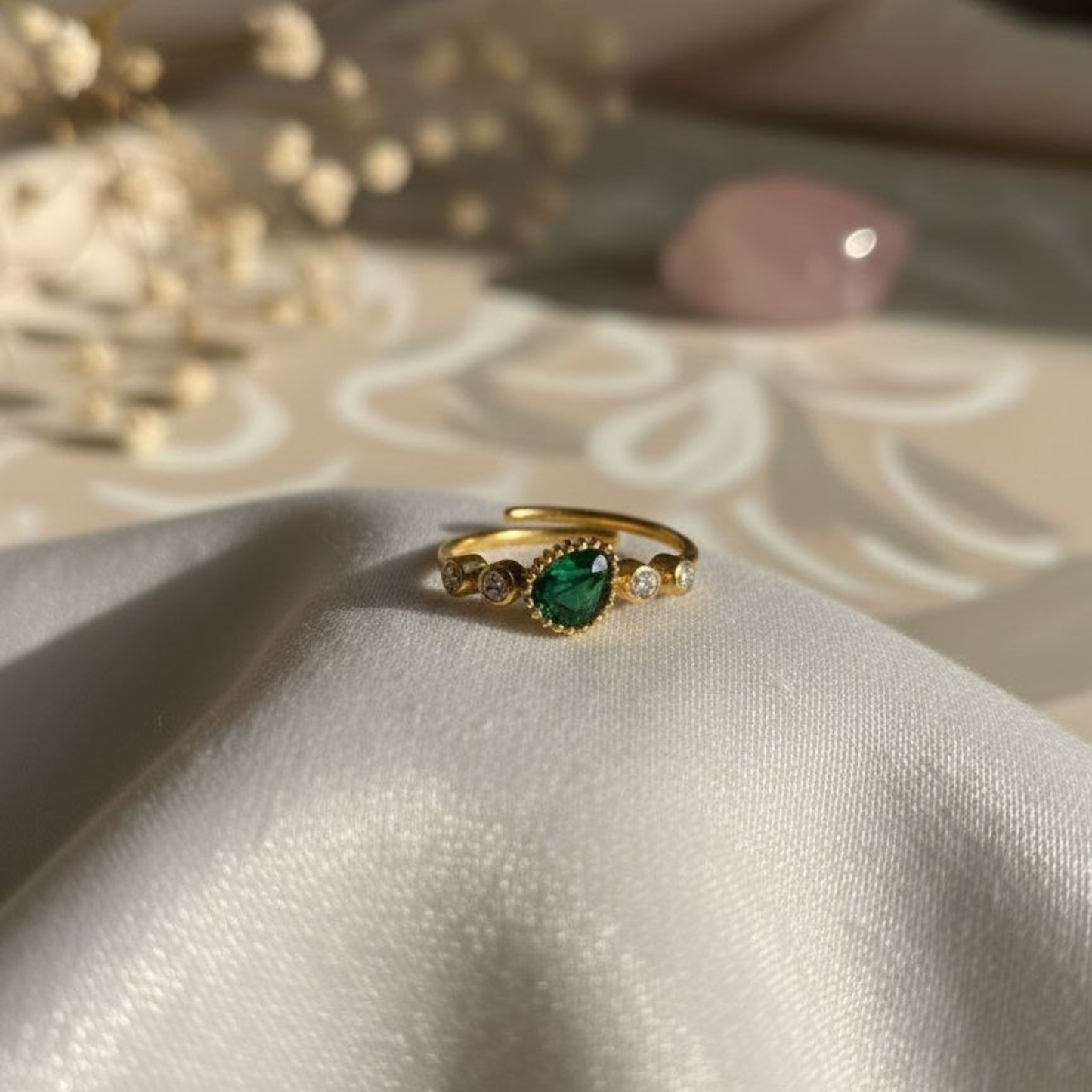 Emerald Tear Drop Ring