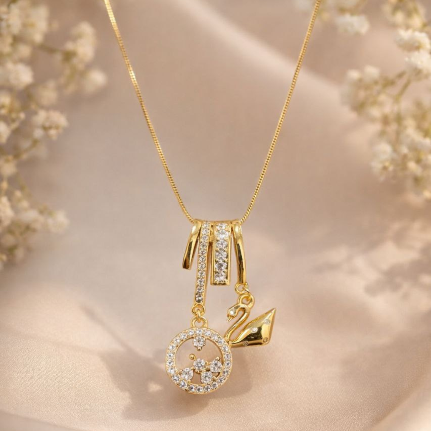 Velour Swan Charm Necklace
