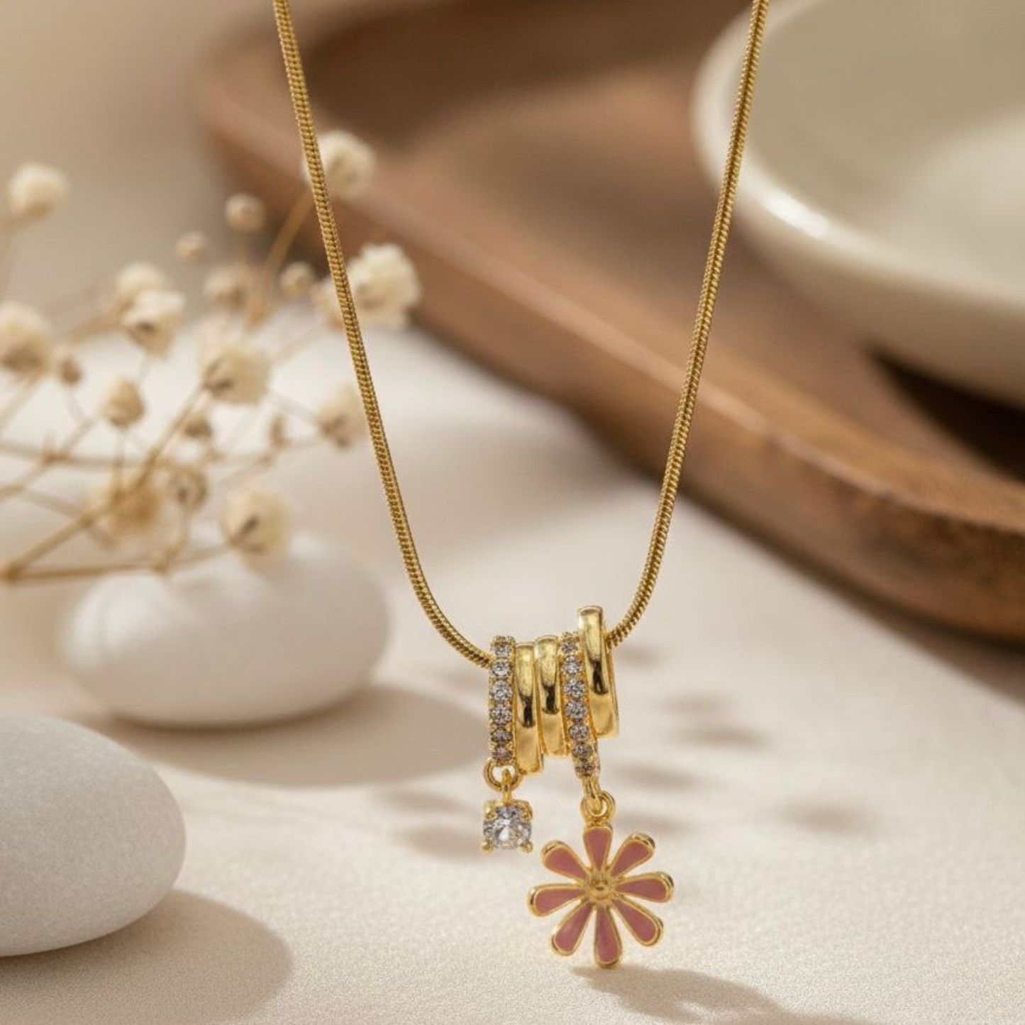 Blush Bloom Charm Necklace