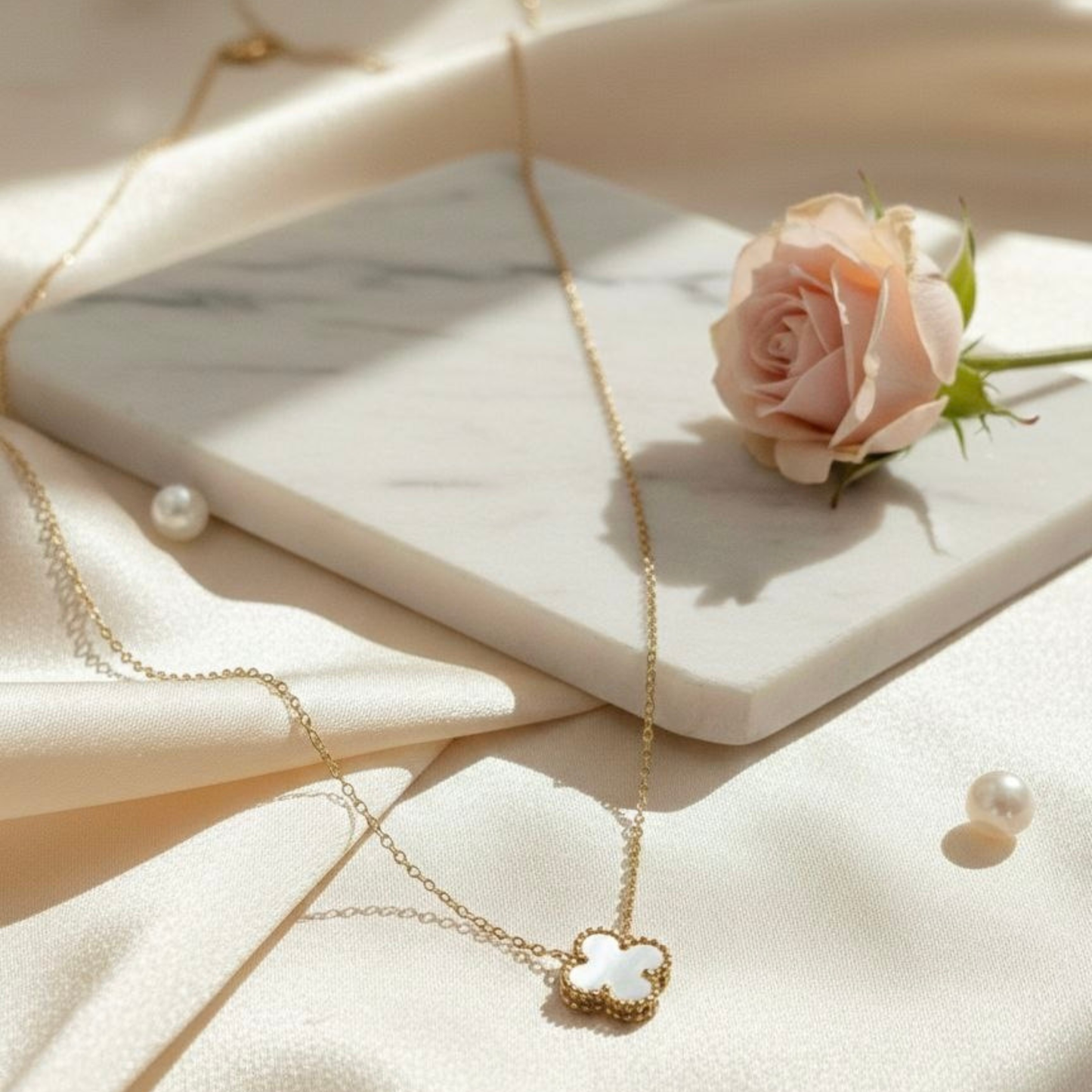 White Fortune Leaf Necklace
