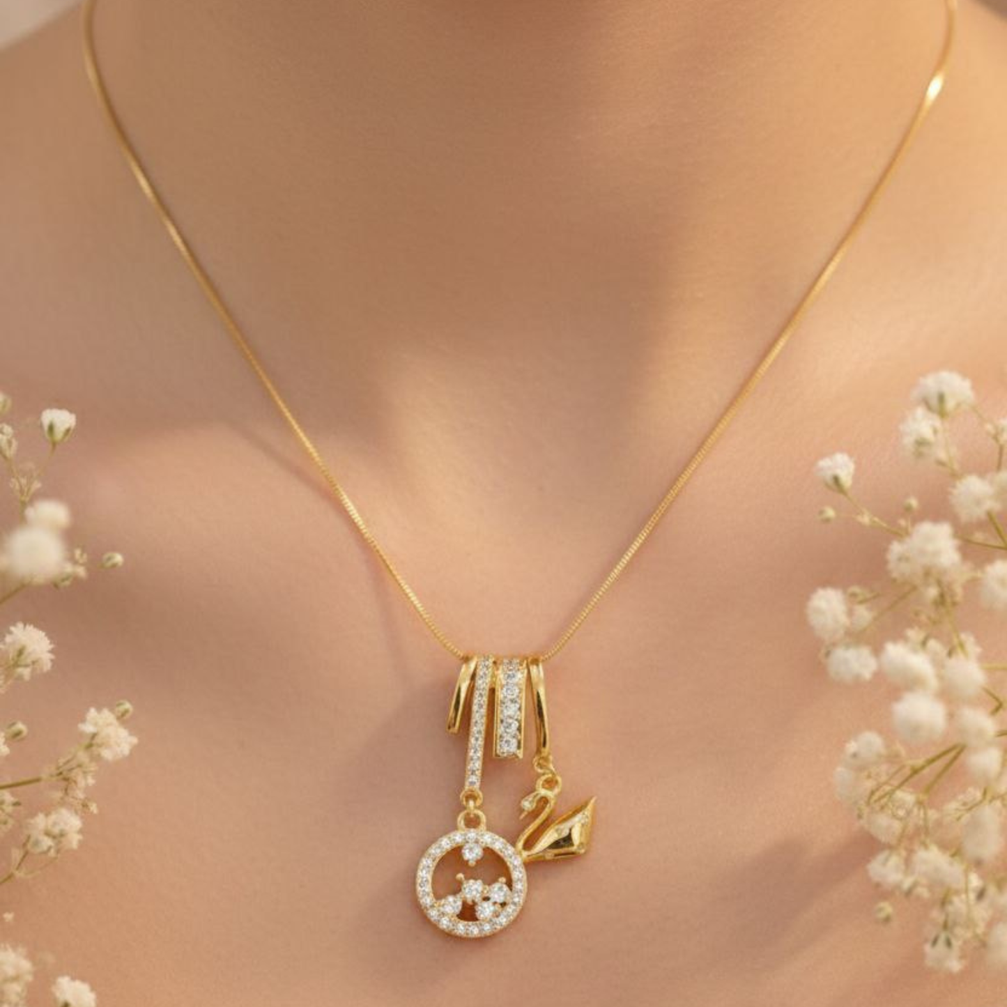 Velour Swan Charm Necklace