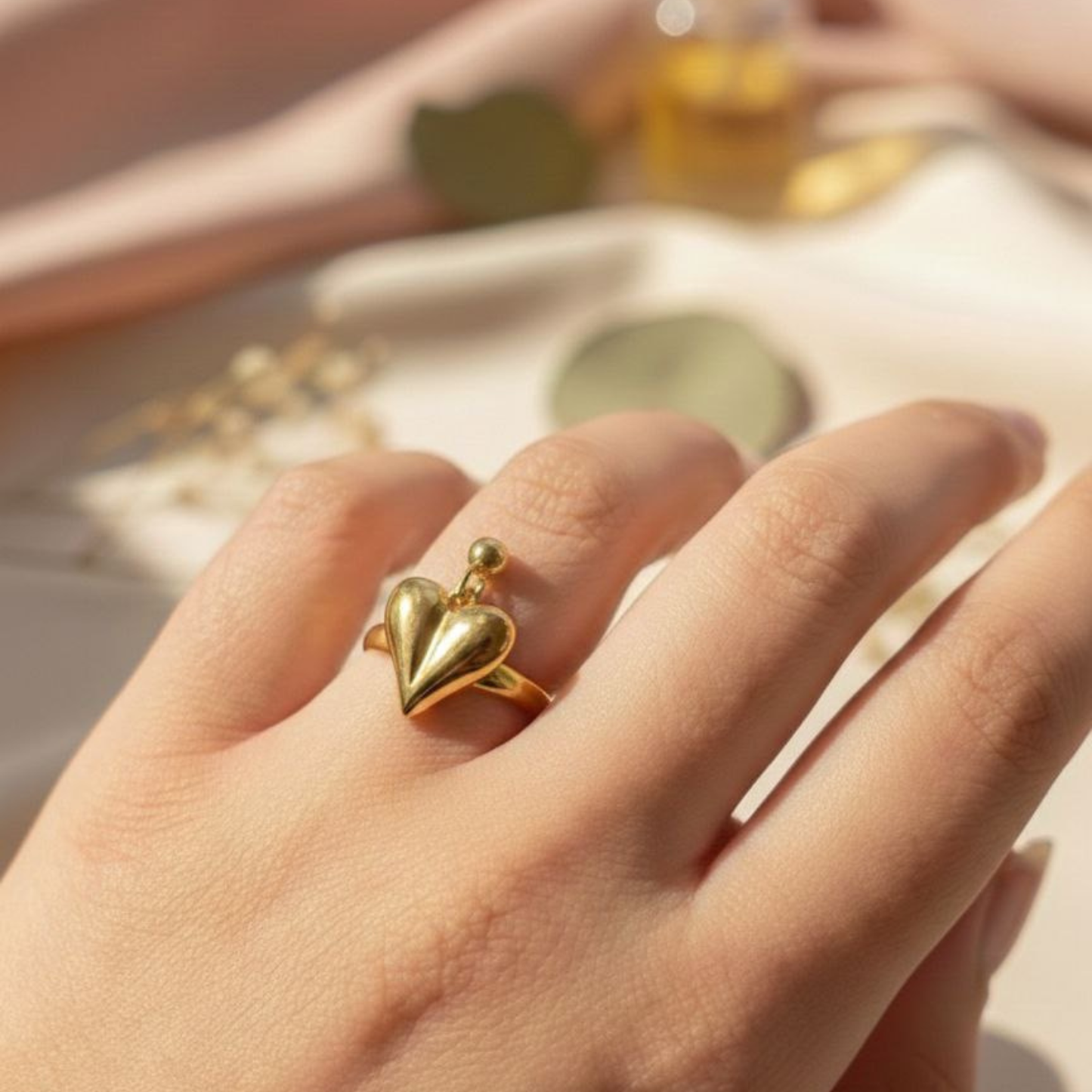 Golden Heart Drop Ring