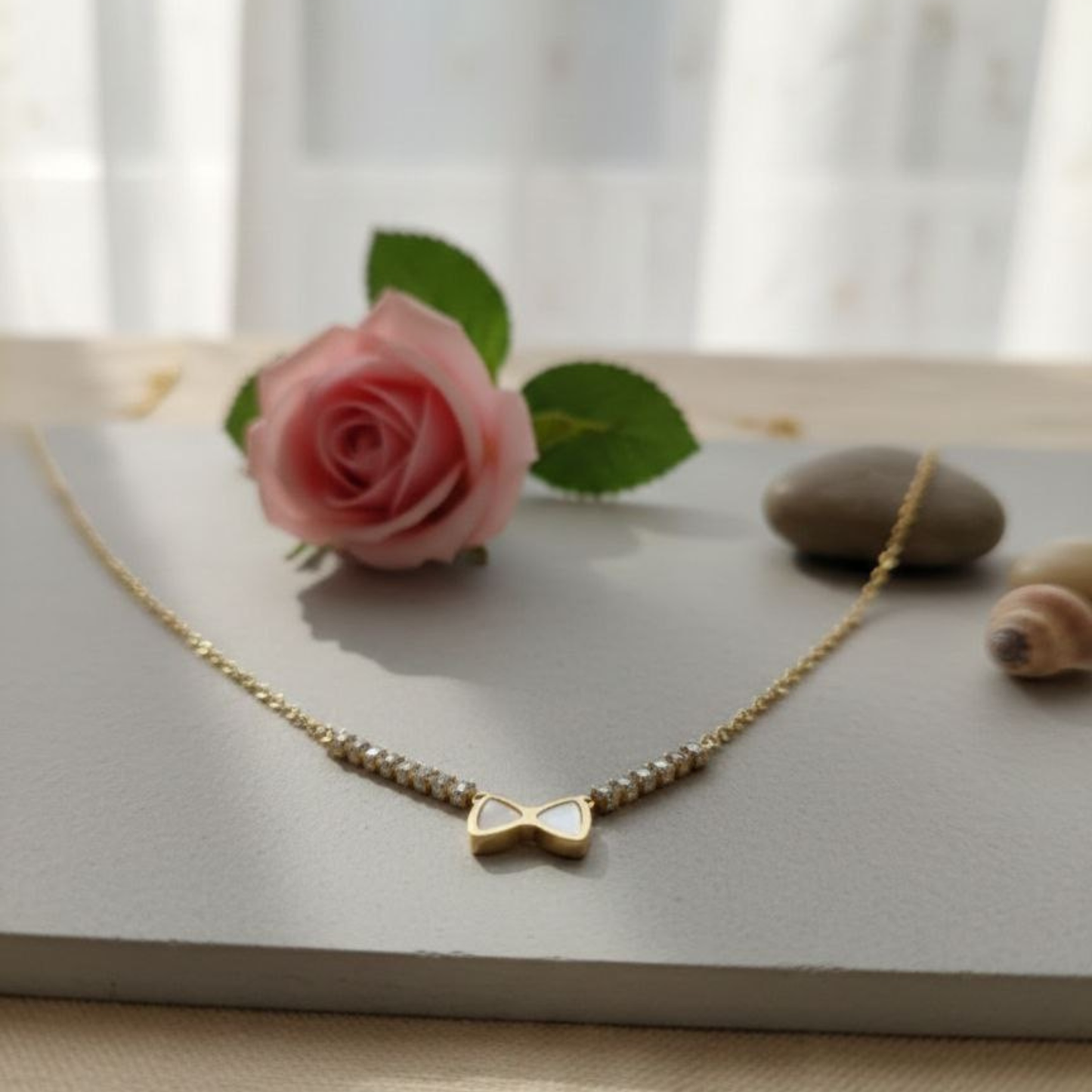 Blush Bow Necklace