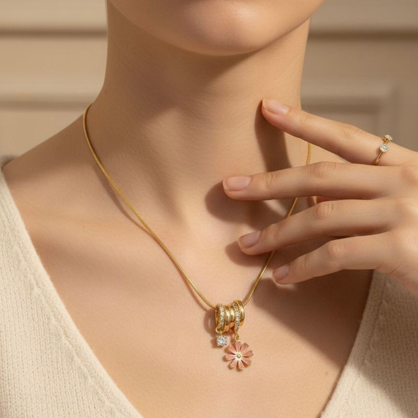 Blush Bloom Charm Necklace