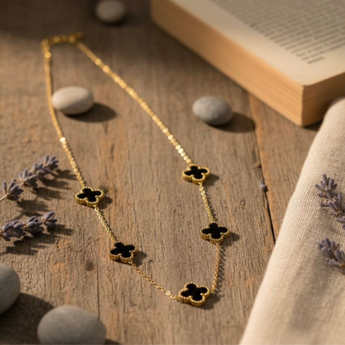 Black Lucky Bloom Necklace