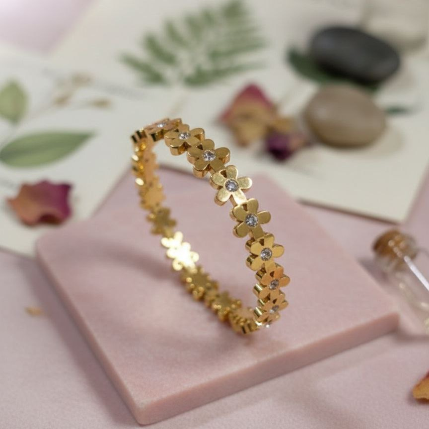 Golden Daisy Bangle Bracelet