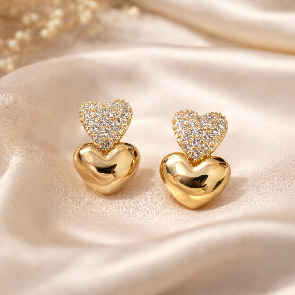 Double Heart Glow Studs