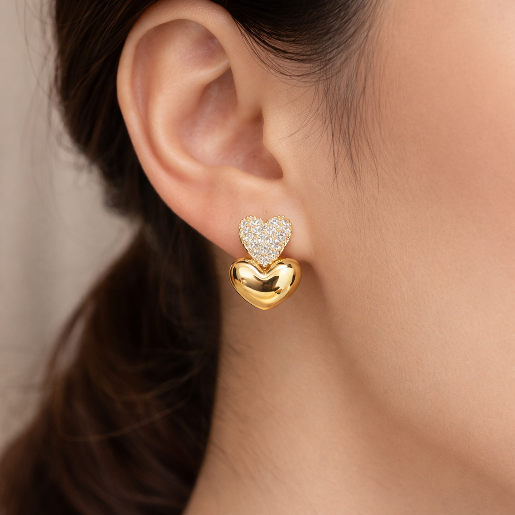 Double Heart Glow Studs