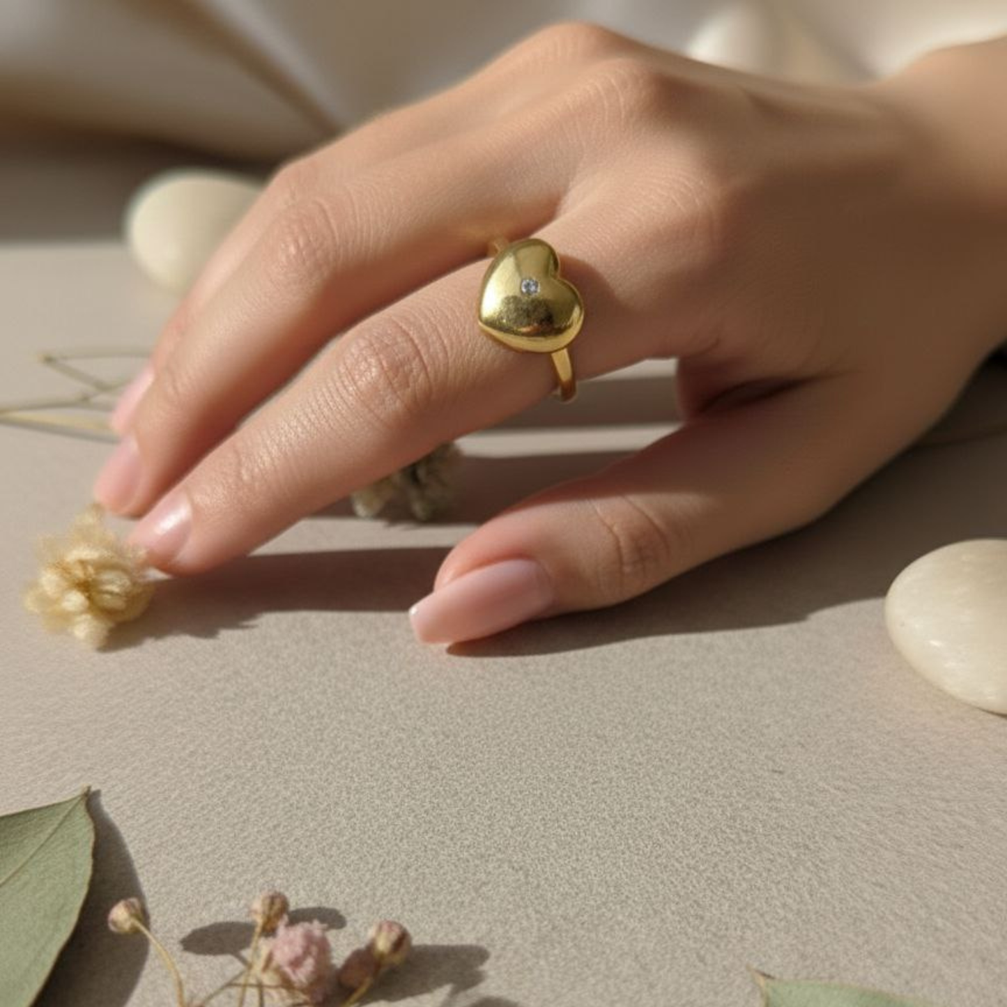 Golden Whisper Heart Ring